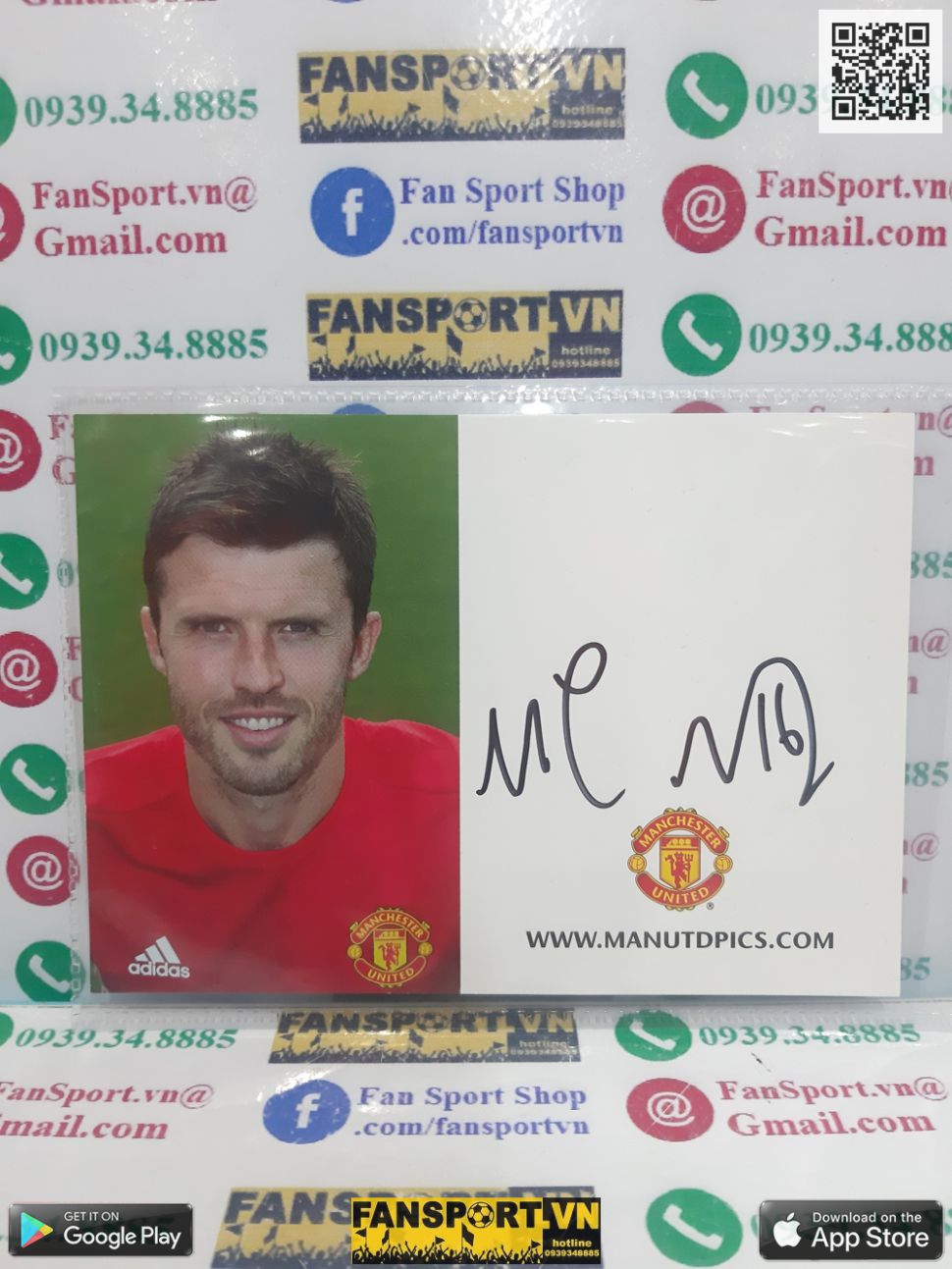 Ảnh chữ ký Michael Carrick Manchester United 2016 2017 home signed