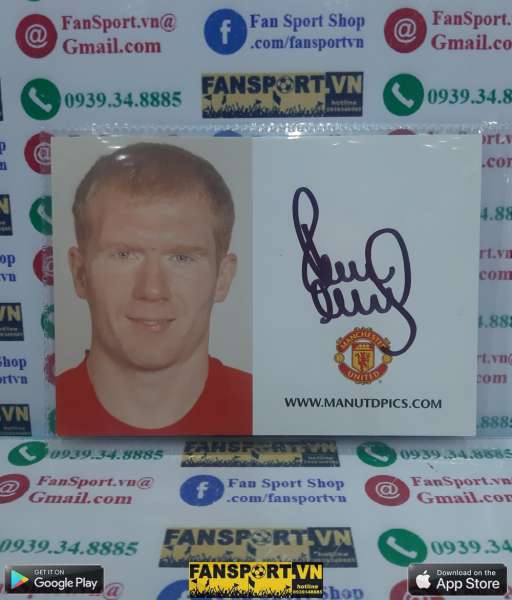 Ảnh chữ ký Paul Scholes Manchester United 2007 2009 home signed hand
