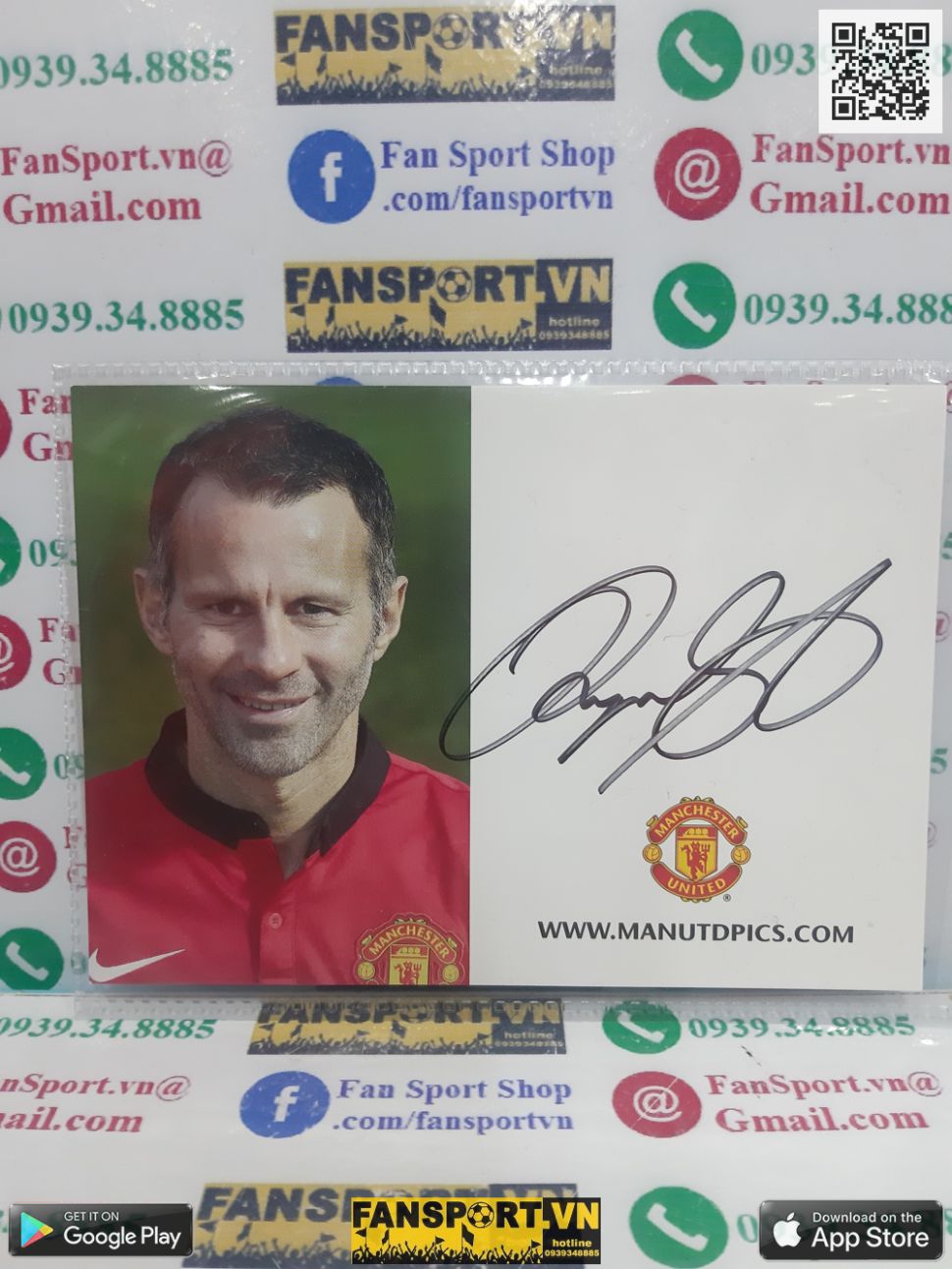 Ảnh chữ ký Ryan Giggs Manchester United 2013 2014 home signed hand