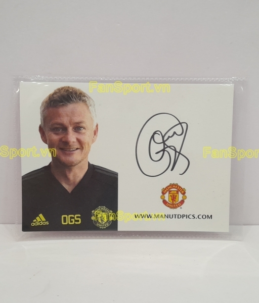 Ảnh chữ ký Ole Solskjaer coach Manchester United 2019 2020 signed