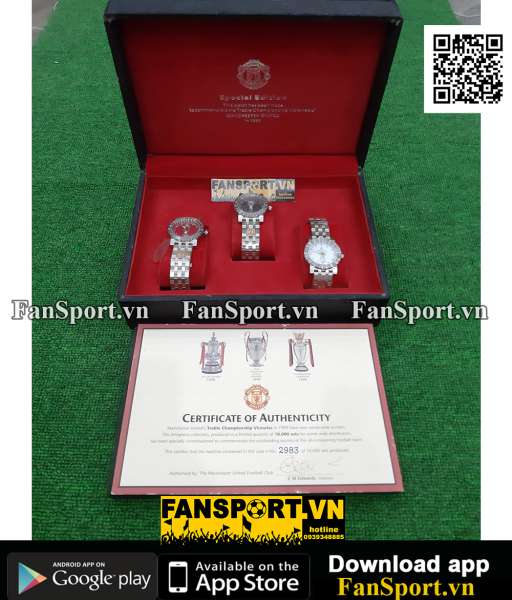 Bộ đồng hồ Manchester United Treble 1998 1999 limited COA watch 2983