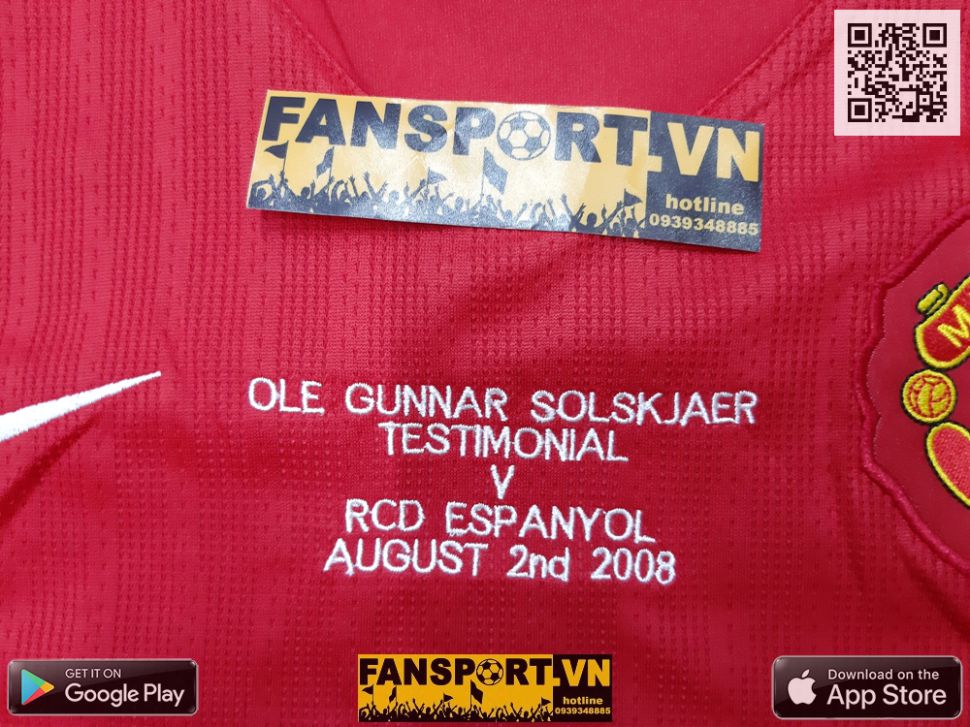 Áo đấu Solskjaer 20 Manchester United testimonial shirt 2008 home BNWT