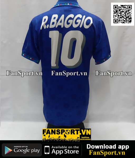 Áo Roberto Baggio 10 Italy World Cup 1994 shirt jersey 1993 home blue