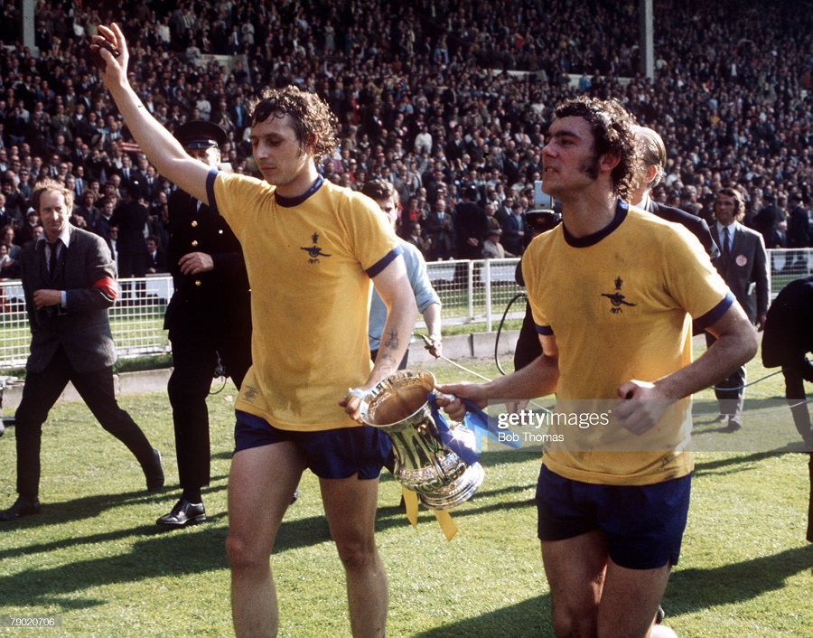 1967-1977 away Arsenal shirt jersey áo đấu bóng đá yellow