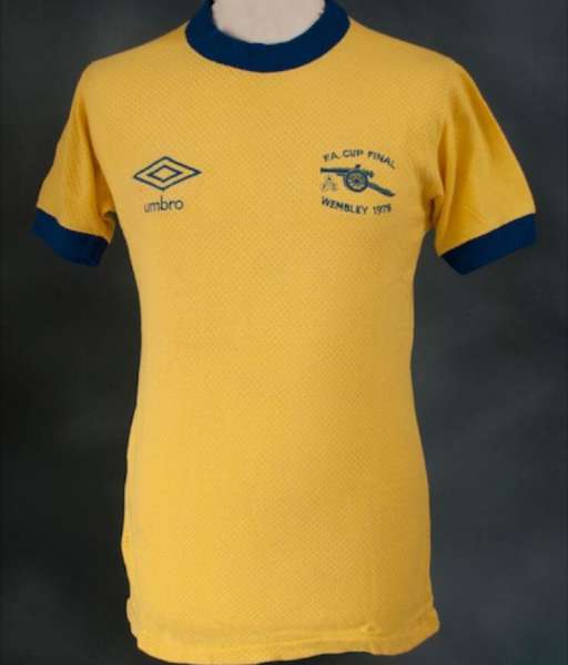 1977-1978 away Arsenal shirt jersey áo đấu bóng đá yellow