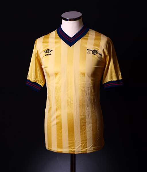 1983-1986 away Arsenal shirt jersey áo đấu bóng đá yellow