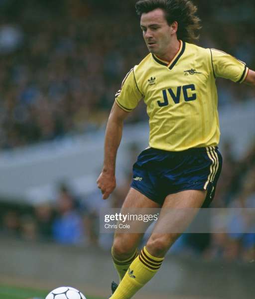 1986-1988 away Arsenal shirt jersey áo đấu bóng đá yellow