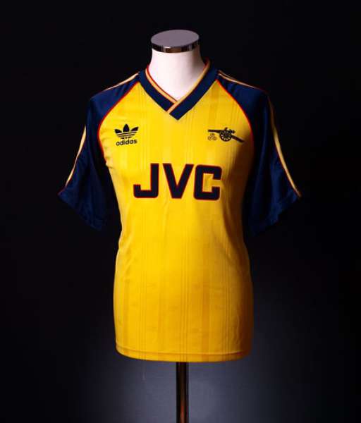 1988-1991 away Arsenal shirt jersey áo đấu bóng đá yellow