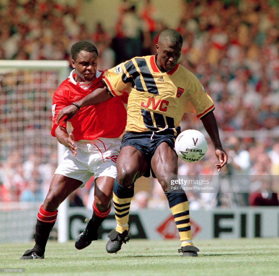 1993-1994 away Arsenal shirt jersey áo đấu bóng đá yellow