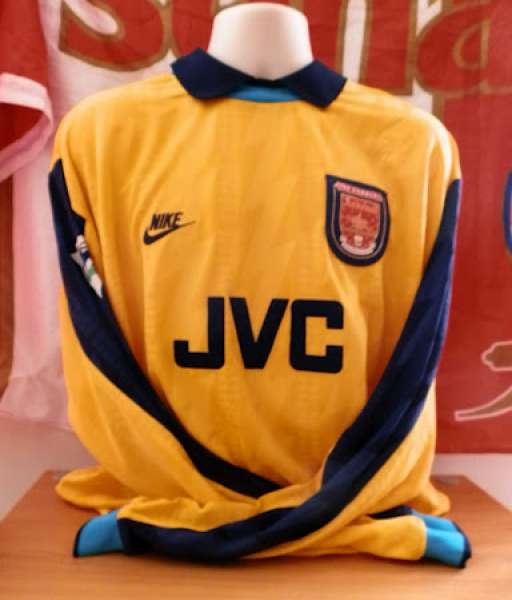 1994-1995 third Arsenal shirt jersey áo đấu bóng đá yellow
