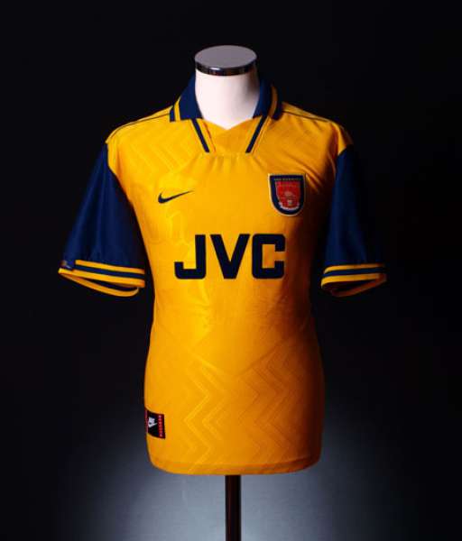 1996-1997 away Arsenal shirt jersey áo đấu bóng đá yellow