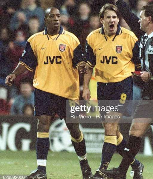 1996-1997 away Arsenal shirt jersey áo đấu bóng đá yellow