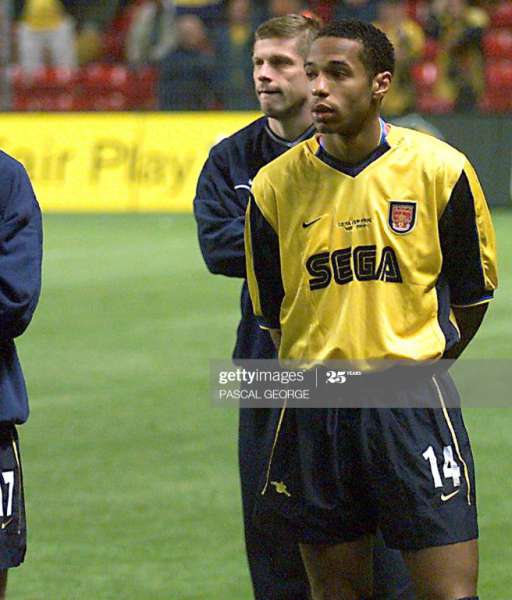 1999-2001 away Arsenal shirt jersey áo đấu bóng đá yellow