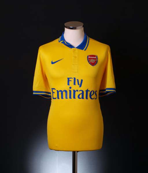 2013-2014 away Arsenal shirt jersey áo đấu bóng đá yellow