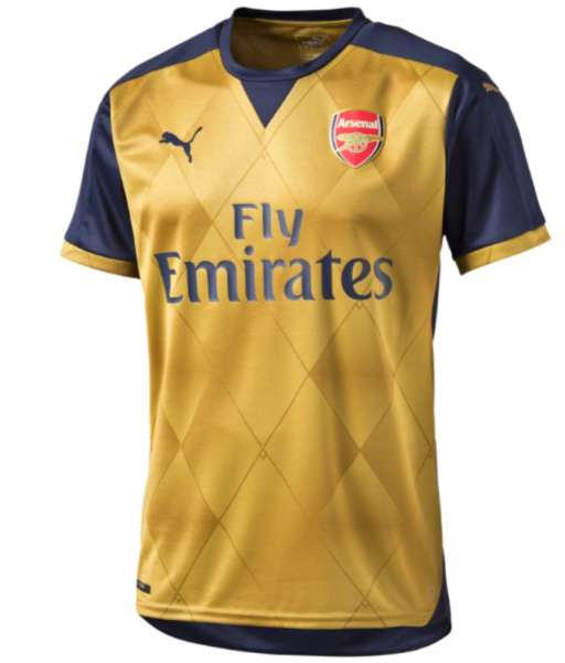 2015-2016 away Arsenal shirt jersey áo đấu bóng đá yellow