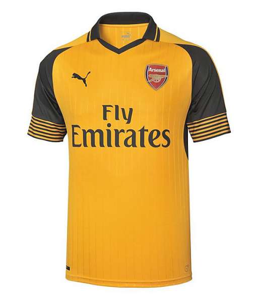 2016-2017 away Arsenal shirt jersey áo đấu bóng đá yellow