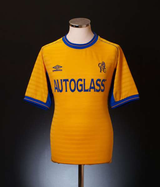 2000-2002 away third Chelsea shirt jersey áo đấu bóng đá yellow
