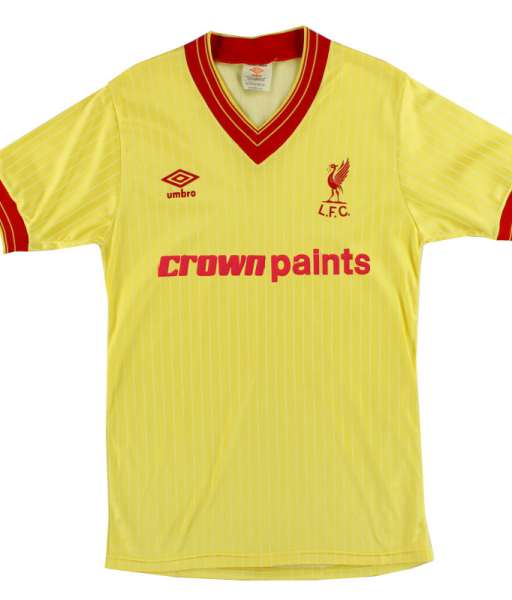 1985-1986 third Liverpool shirt jersey áo đấu bóng đá yellow