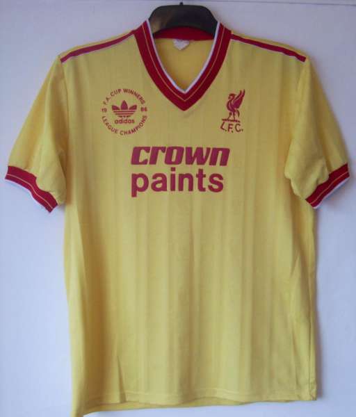 1986-1987 third Liverpool shirt jersey áo đấu bóng đá yellow