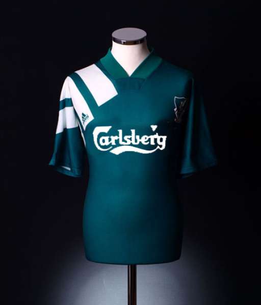 1992-1993 away Liverpool shirt jersey áo đấu bóng đá green