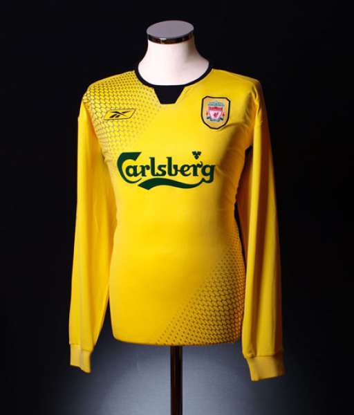 2004-2006 away third Liverpool shirt jersey áo đấu bóng đá yellow