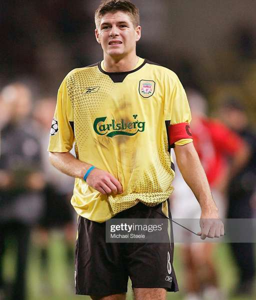 2004-2006 away third Liverpool shirt jersey áo đấu bóng đá yellow