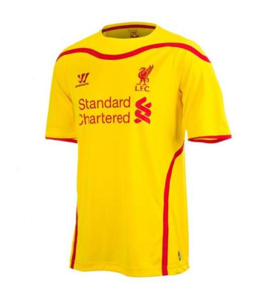 2014-2015 away Liverpool shirt jersey bóng đá yellow Warrior WSTM404