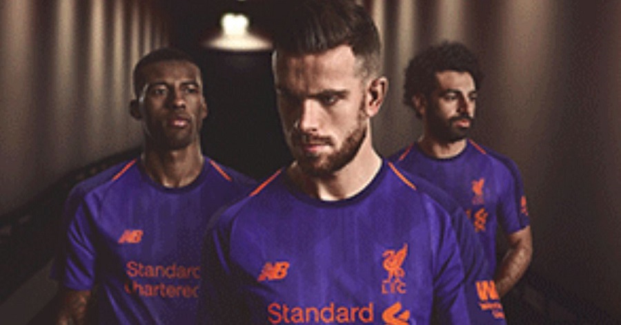 2018-2019 away Liverpool shirt jersey áo purple New Balance MT7830019