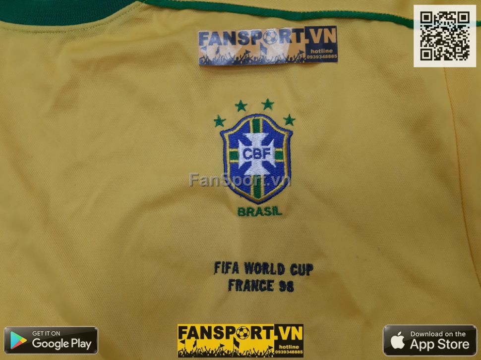 Áo đấu Brazil 1998-1999-2000 home shirt jersey yellow XL Nike