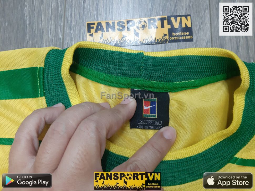 Áo đấu Brazil 1998-1999-2000 home shirt jersey yellow XL Nike