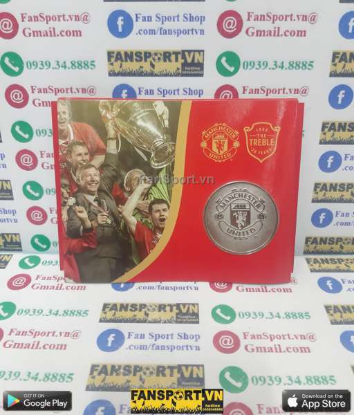 Đồng xu kỉ niệm 20 năm Manchester United Treble 1999 coin limited 367