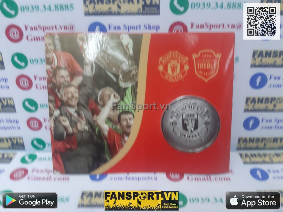 Đồng xu kỉ niệm 20 năm Manchester United Treble 1999 coin limited 367