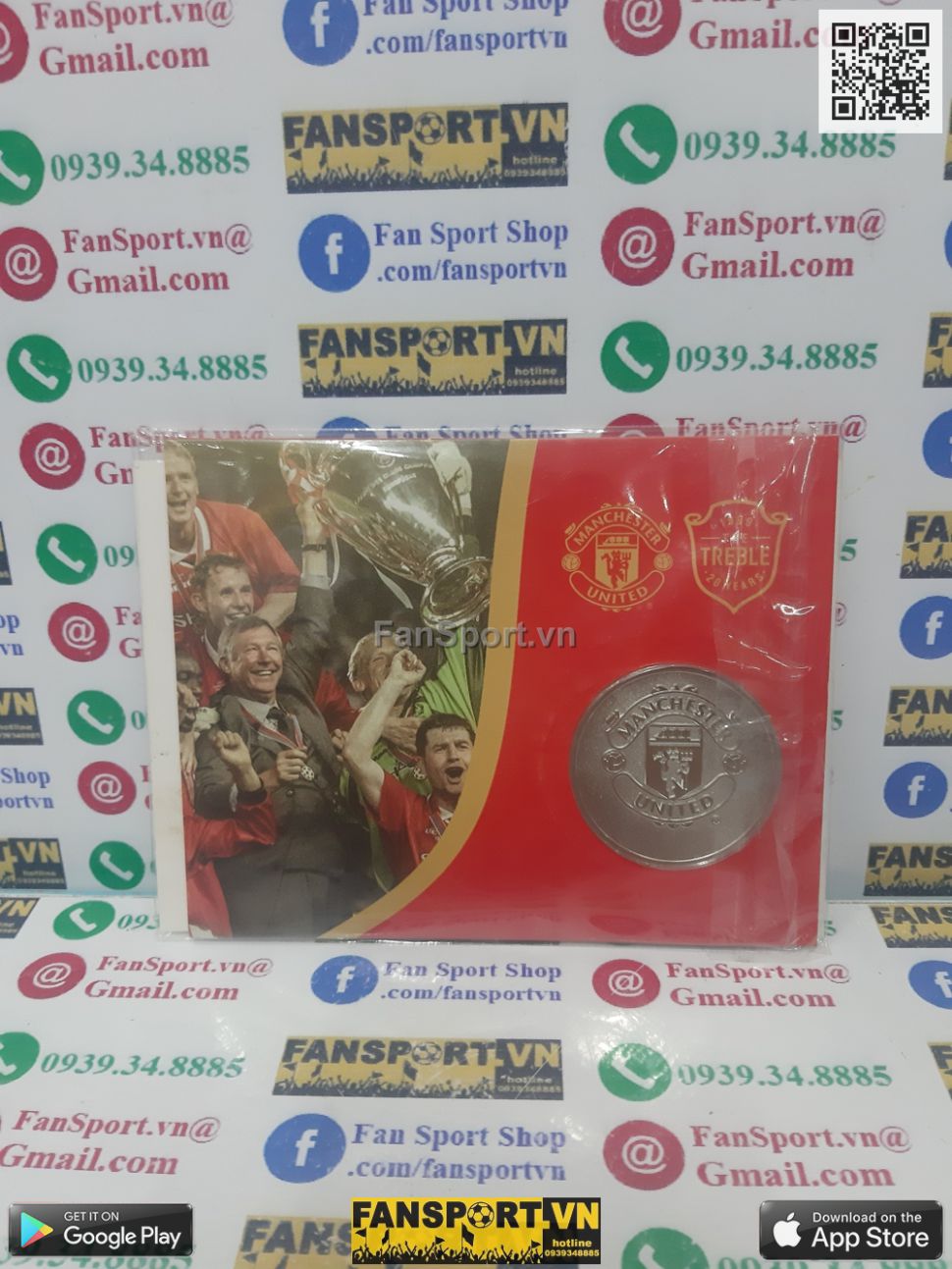 Đồng xu kỉ niệm 20 năm Manchester United Treble 1999 coin limited 541