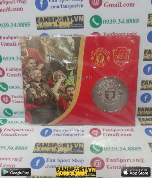 Đồng xu kỉ niệm 20 năm Manchester United Treble 1999 coin limited 609