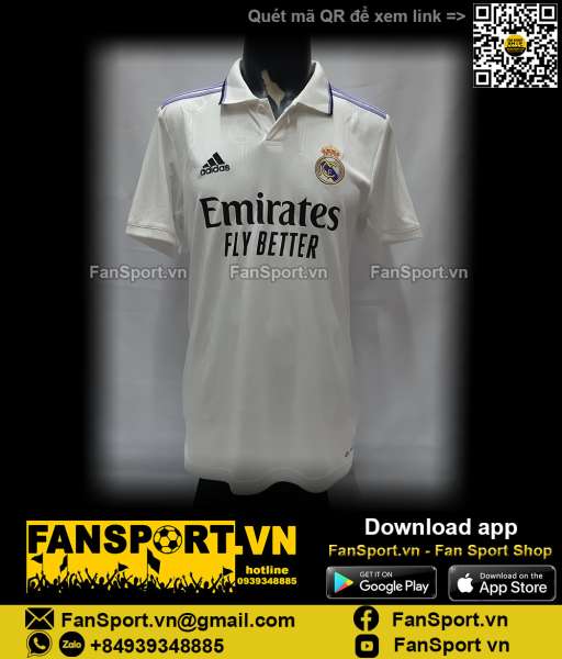Áo đấu Real Madrid 2022 2023 home shirt jersey white adidas HF0291