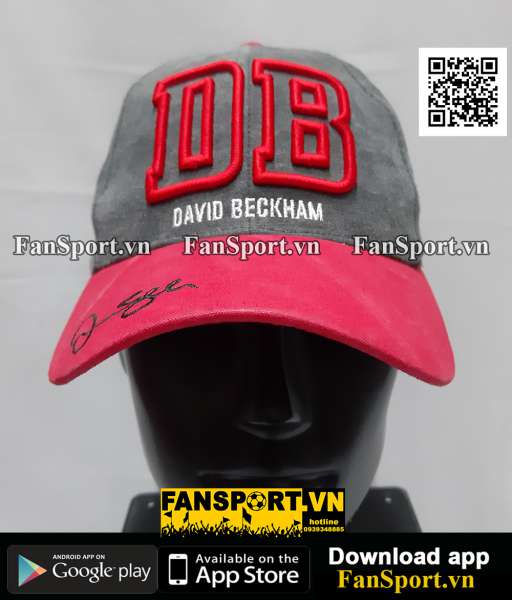 Nón thêu chữ ký David Beckham 7 Manchester United red cap hat BCAP89