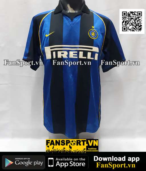 Áo đấu Inter Milan 2001 2002 home blue black jersey shirt Nike