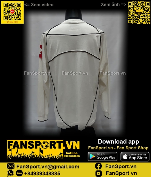 Áo đấu Juventus 2002 2003 away white jersey shirt Lotto long sleeves
