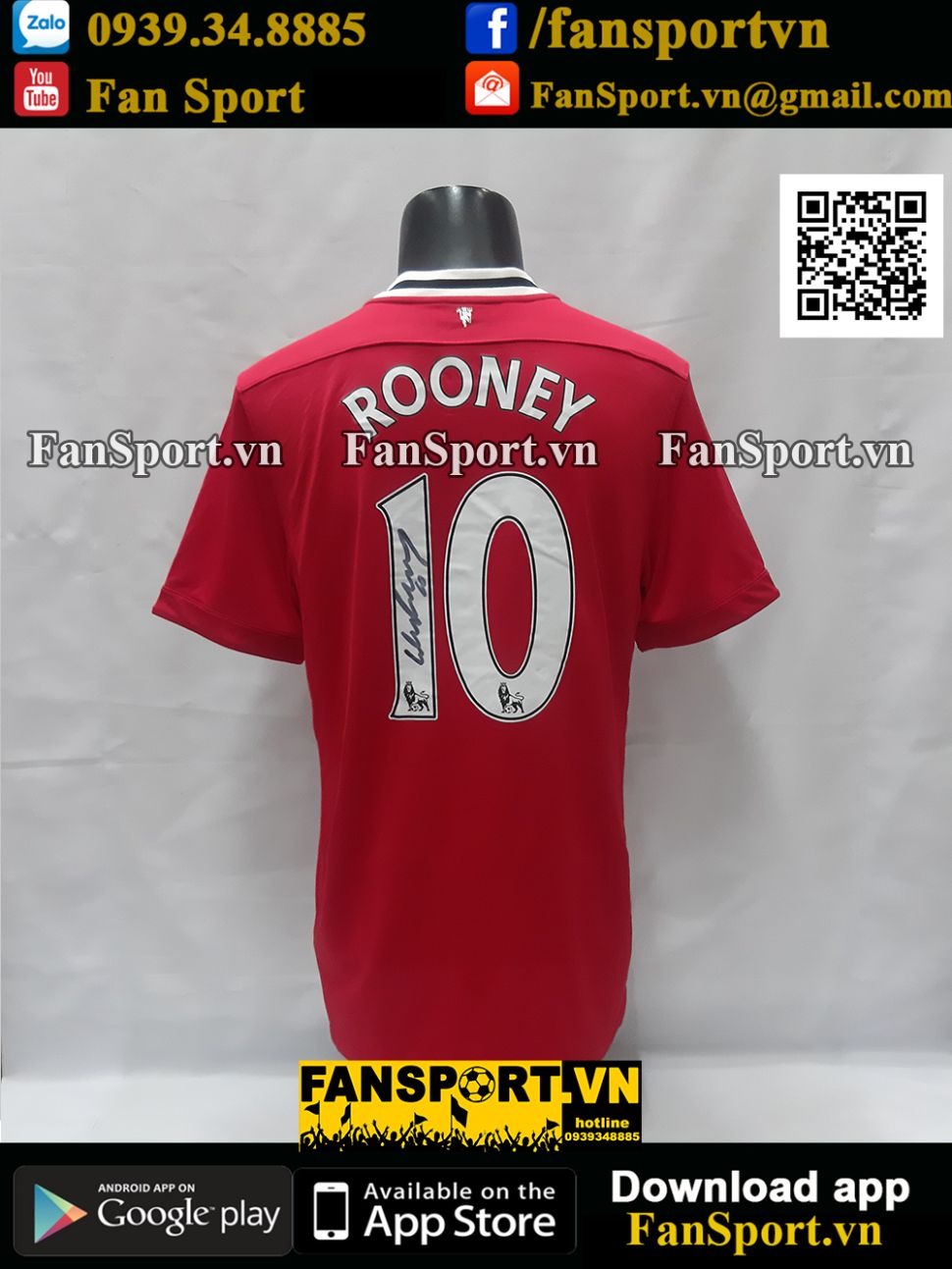 Box 405/400 áo Manchester United Rooney 400 match hand signed limited