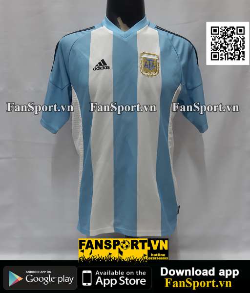 Áo đấu Argentina 2002 2003 2004 home shirt jersey blue white 167309