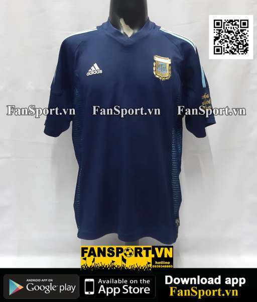 Áo đấu Argentina 2002 2003 away shirt jersey blue 167308 Adidas