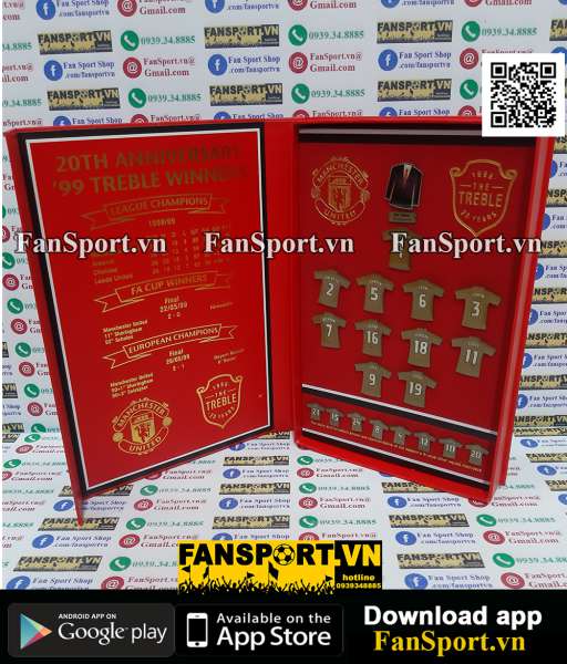 Badge Manchester United 20 Anniversary 1999 Treble Winners box set red
