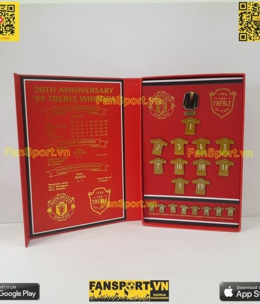 Badge Manchester United 20 Anniversary 1999 Treble Winners box set red