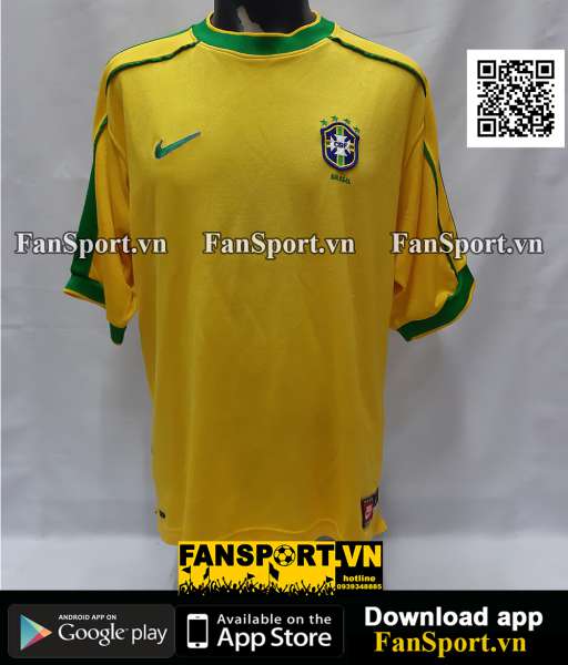Áo đấu Brazil 1998-1999-2000 home shirt jersey yellow L Nike