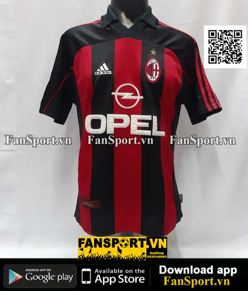Áo đấu AC Milan 2000-2001-2002 home shirt jersey red 683548 Adidas
