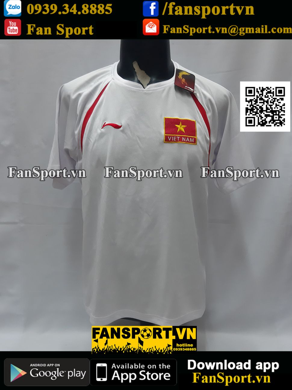 Áo đấu Việt Nam 2007-2008 away trắng shirt jersey Vietnam Li-ning BNWT