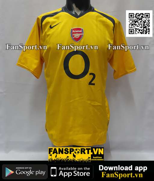 Áo đấu Arsenal 2005-2006 away shirt jersey yellow 195581 Nike