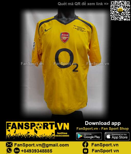 Áo Arsenal Champion League Final 2006 away shirt jersey yellow 2005