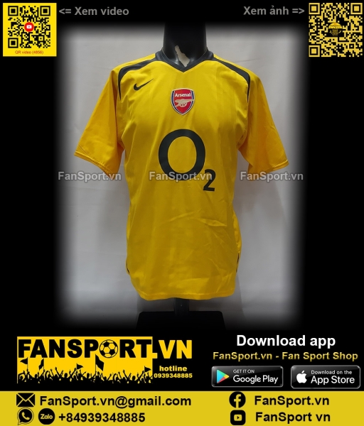 Áo đấu Arsenal 2005-2006 away shirt jersey yellow 195581 Nike vàng M