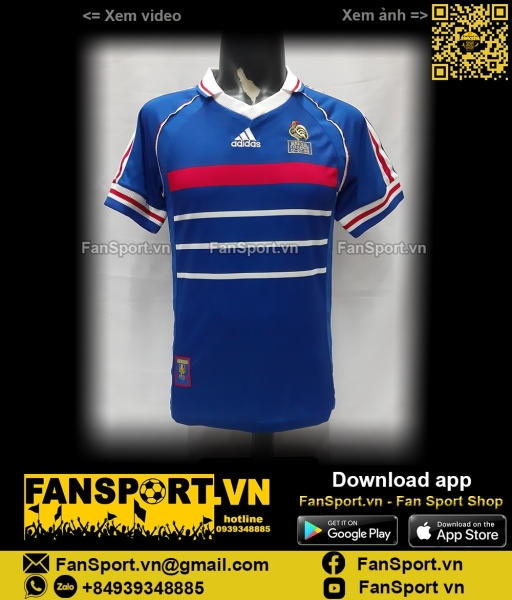Áo đấu France World Cup 1998 1999 2000 home blue shirt jersey Adidas